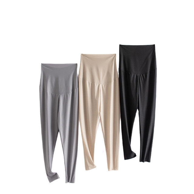 Ultra-thin markless high waisted summer pregnant women's cropped belly pants