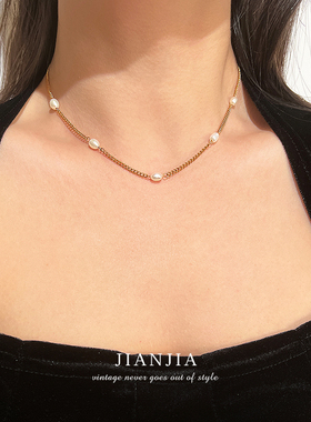 金色简约淡水珍珠项链