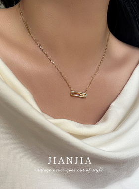 极简简约可滑动锆石项链