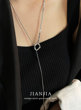 钛钢不对称拼接项链毛衣链