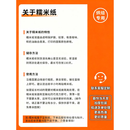 定制糯米纸 打印数码照片 可食用糖纸生日蛋糕装饰烘焙用纸代打印 - 图1