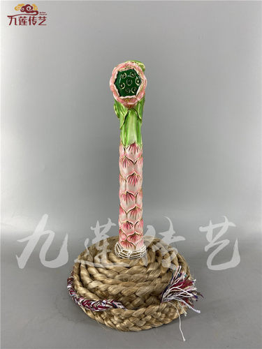 木雕莲花法鞭法绳莲花手炉宗教办事用品樟木手工雕刻九莲木雕 - 图0