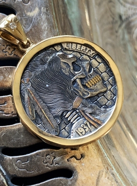 铁头的店硬币改造野牛雕刻流浪币