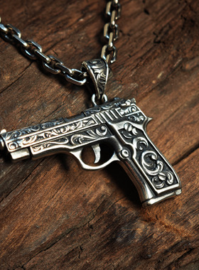 铁头的店 925银 巴洛克风格“沙漠之鹰”做旧情侣款吊坠