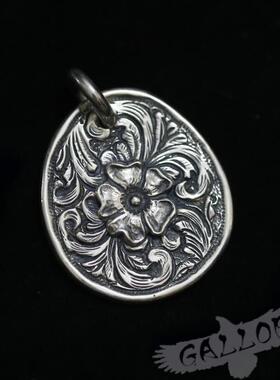larrysmith吊坠纯银蔷薇花唐草饼