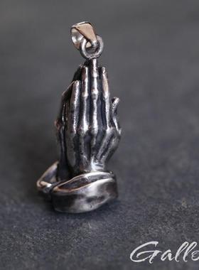 祈祷之手铁头的店情侣纯银吊坠