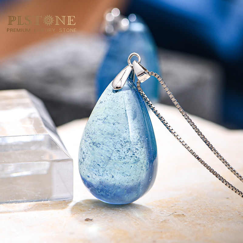 PLSTONE普琳丝天然水晶巴西冰种海蓝宝吊坠女配送925扣-可选18K扣,淘宝优惠券,粉丝福利购,淘宝优惠卷