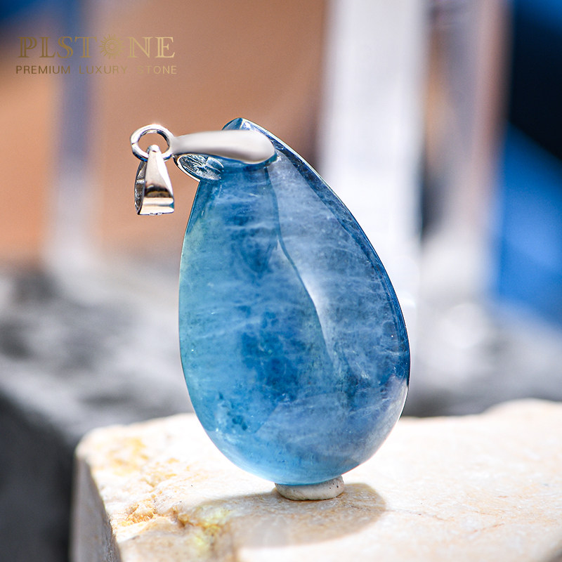 PLSTONE普琳丝天然水晶巴西冰种海蓝宝吊坠女配送925扣-可选18K扣,淘宝优惠券,粉丝福利购,淘宝优惠卷