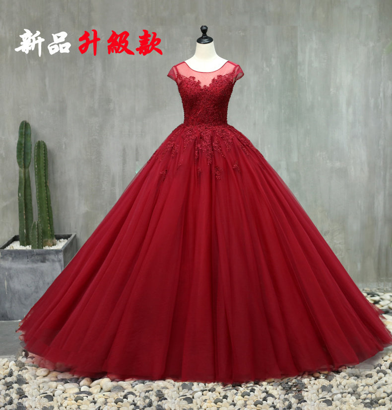 wine red wedding dress