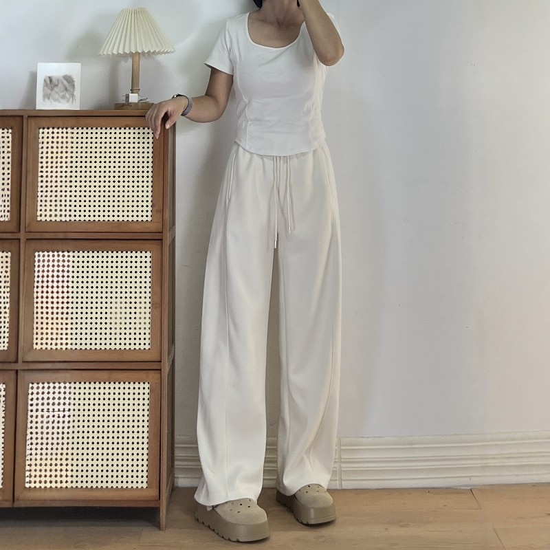 秋冬款松紧高腰修身显瘦休闲直筒弯刀裤女百搭宽松阔腿厚款长裤子,淘宝优惠券,粉丝福利购,淘宝优惠卷