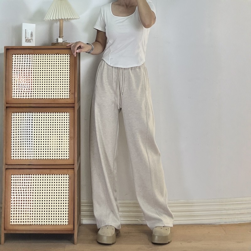 秋冬款松紧高腰修身显瘦休闲直筒弯刀裤女百搭宽松阔腿厚款长裤子,淘宝优惠券,粉丝福利购,淘宝优惠卷