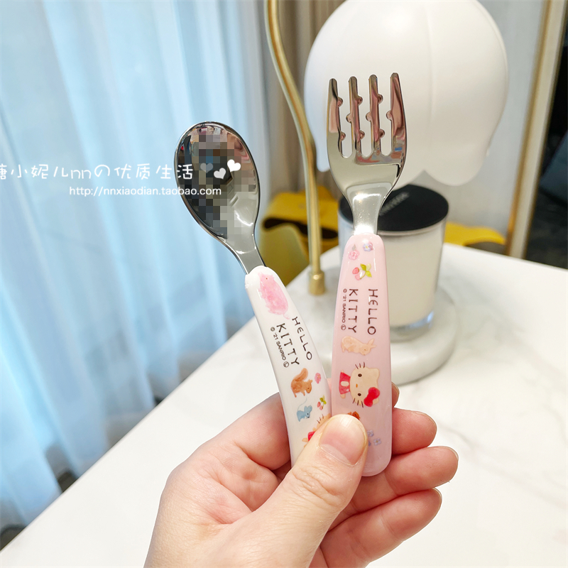 日本skater儿童宝宝卡通机器猫kitty维尼自主进食不锈钢勺子叉子,淘宝优惠券,粉丝福利购,淘宝优惠卷