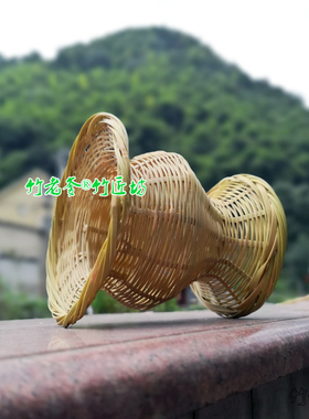 竹编定制手工宫廷复古花篮子花瓶