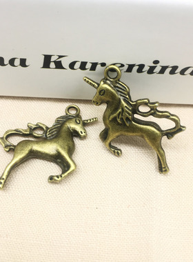 独角兽金属项坠耳饰手工材料