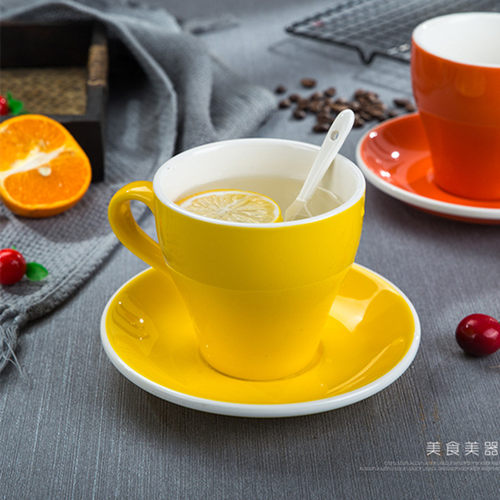 色釉陶瓷拉花专用咖啡杯郁金香美式拿铁咖啡杯大中小号高身咖啡杯 - 图0