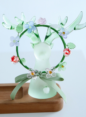七隐玻璃花环装饰摆件