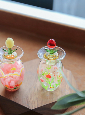 七隐原创手绘玻璃小花瓶