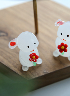 七隐原创纯手工兔子玻璃摆件