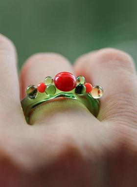 戒指小雏菊戒指四叶草琉璃