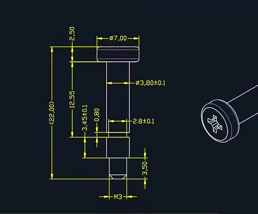散热器 散热片风扇 M3螺丝弹簧卡扣 杆粗3.8MM 台阶3.5MM DIY螺栓 - 图1
