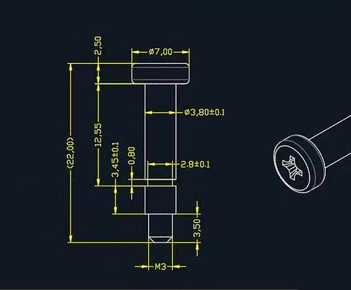 散热器 散热片风扇 M3螺丝弹簧卡扣 杆粗3.8MM 台阶3.5MM DIY螺栓 - 图1