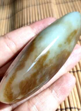 天然新疆和田玉山料原石把件糖白玉把件红糖白肉把件原石54克