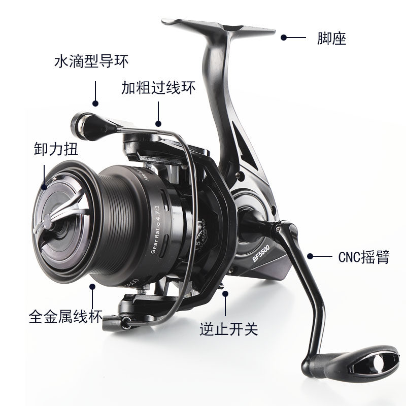 酷诺BF5500渔轮 全金属线杯鱼线轮不锈钢主轴纺车轮远投轮鲤鱼轮,淘宝优惠券,粉丝福利购,淘宝优惠卷