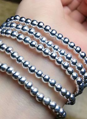 s925银珠手链豆豆手链转运珠手链国标银3-4mm