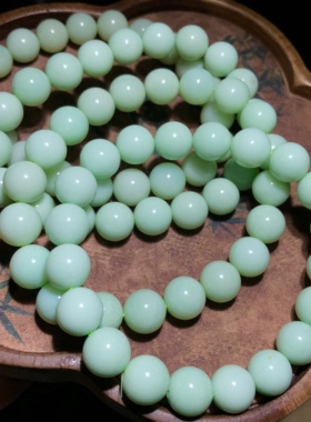 53A234 新疆料天然和田玉碧玉手链黑羊洞10mm薄荷奶绿色小清新