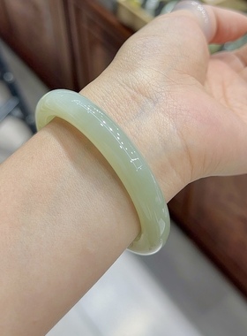 K003天然和田玉清水手镯浅晴水正装首饰礼物冰晴妈妈镯青海少女款