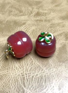 天然盐源柿子吊坠滴流南红玛瑙