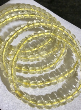 53A100 天然黄水晶直切手链柠檬黄6mm极限弧冰透单圈男女款首饰
