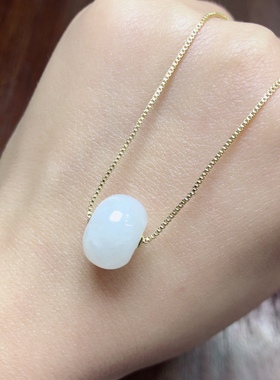 和田玉羊脂玉18k金吊坠