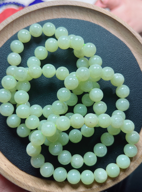 S852 天然和田玉黄口手链新疆若羌鸡油黄手串9/10mm青花玉石首饰