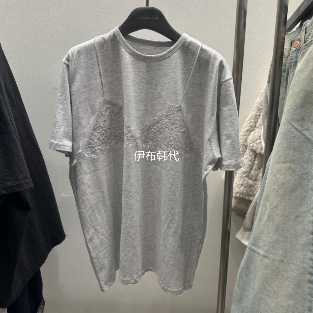 TARABY MOTION韩国东大门正品代购 蕾丝边假两件吊带背心短袖T恤,淘宝优惠券,粉丝福利购,淘宝优惠卷