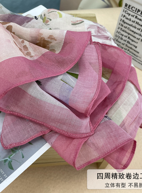 薄文艺印花围巾58方巾女装饰领巾