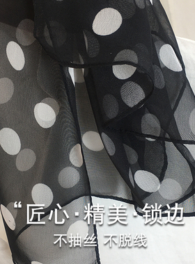 波点丝巾女轻薄款短款装饰小围巾