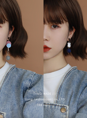 撞色甜美马卡龙少女时尚耳圈