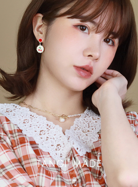 tangi韩国2021新款潮草莓耳环