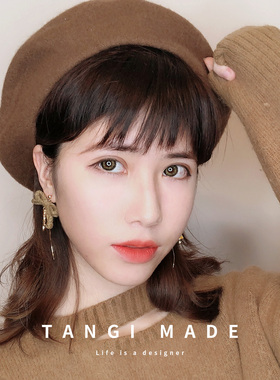 tangi原创秋冬新款女蝴蝶结耳环
