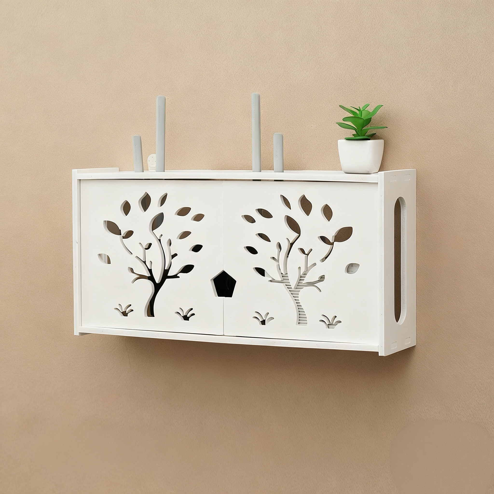 路由器wifi收纳盒上墙免打孔光猫机顶盒置物架多媒体遮挡箱壁挂式,淘宝优惠券,粉丝福利购,淘宝优惠卷