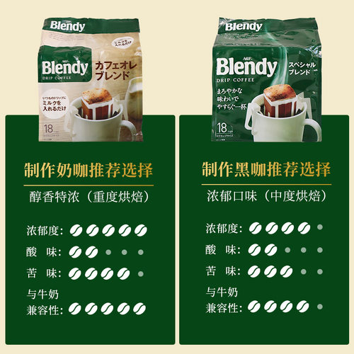 日本进口AGF Blendy挂耳咖啡滤袋现磨手冲咖啡粉无蔗糖纯黑咖啡 - 图0