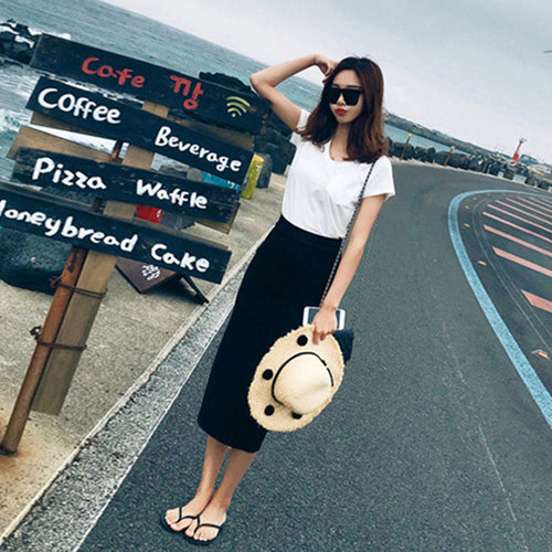 弹力后开叉包臀裙中长裙女2026春夏秋高腰显瘦黑色一步裙半身裙子 - 图0
