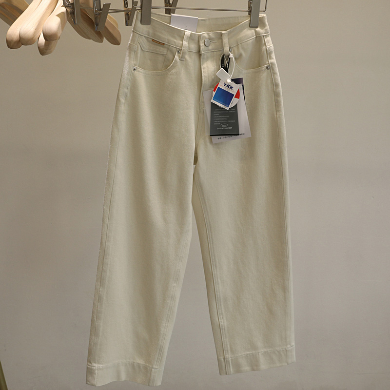 力荐这条好裤子!四面弹阔腿九分牛仔裤女韩版高腰显瘦直筒百搭 - 图0