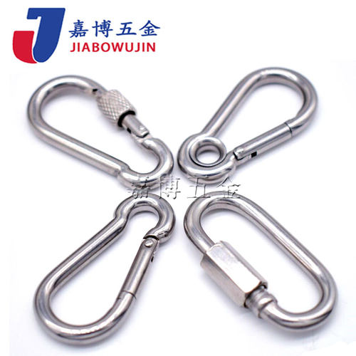 304不锈钢弹簧扣登山扣快挂扣高强度实心安全扣狗链扣M4M5M6-M12 - 图0