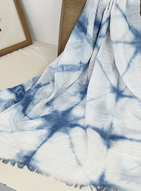 棉麻手工多用靛蓝染围脖禅意