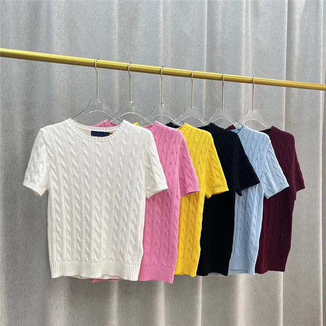 Export foreign trade y single ~ Mei R spring and summer Women's slim cotton natris short -sleeved sweater thin sweater