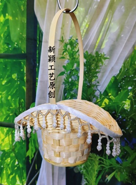 簪花入梦花篮道具流苏花篮吊坠舞蹈篮手提篮唐装竹编跳舞篮