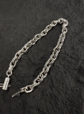 复古通体925银色粗链手链男士个性潮流配饰品牌同款高级质感手链