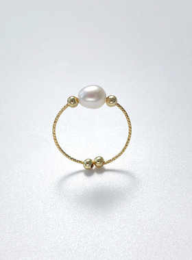 天然淡水珍珠简约戒指开口可调节